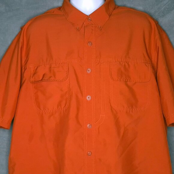 Duluth Trading Co Orange Button-Up Short Sleeve Vented Shirt XLT Tall - Picture 1 of 4